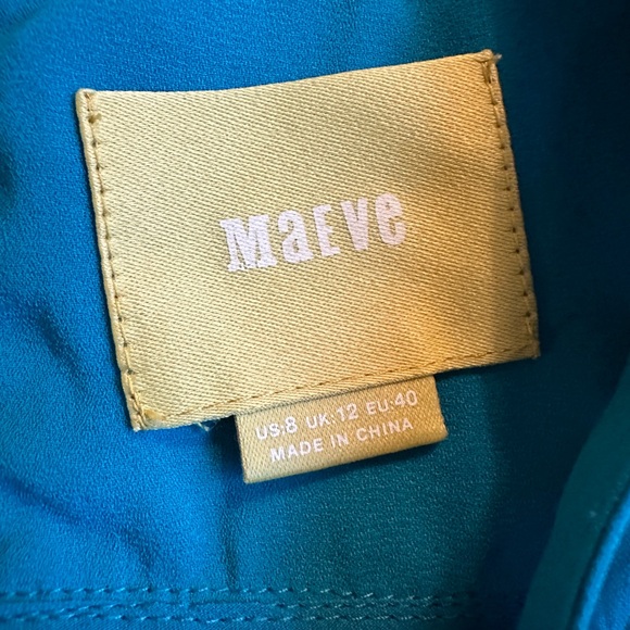 Maeve Anthropologie Turquoise Top with Lace Detail And lace up tie detail - Picture 3 of 6